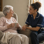 A More-Time Healthcare carer offers practical support and genuine companionship, helping an older adult feel safer, more confident and less alone at home.